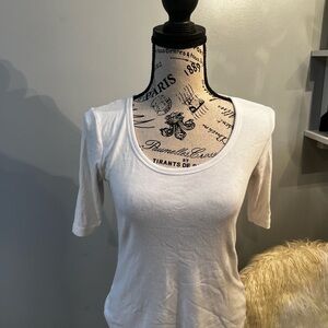 Rachel Zoe Cream Fitted 3/4 Sleeve T-Shirt